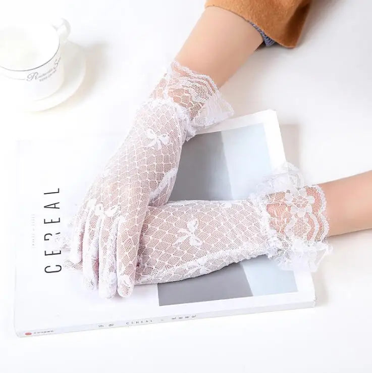 Sheer Lace Wrist Gloves | Floral | 2 Lengths | 10+ Colors