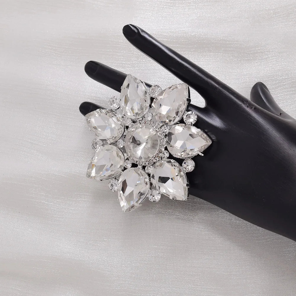Crystal Sunburst Cocktail Ring | Adjustable | 7.5cm