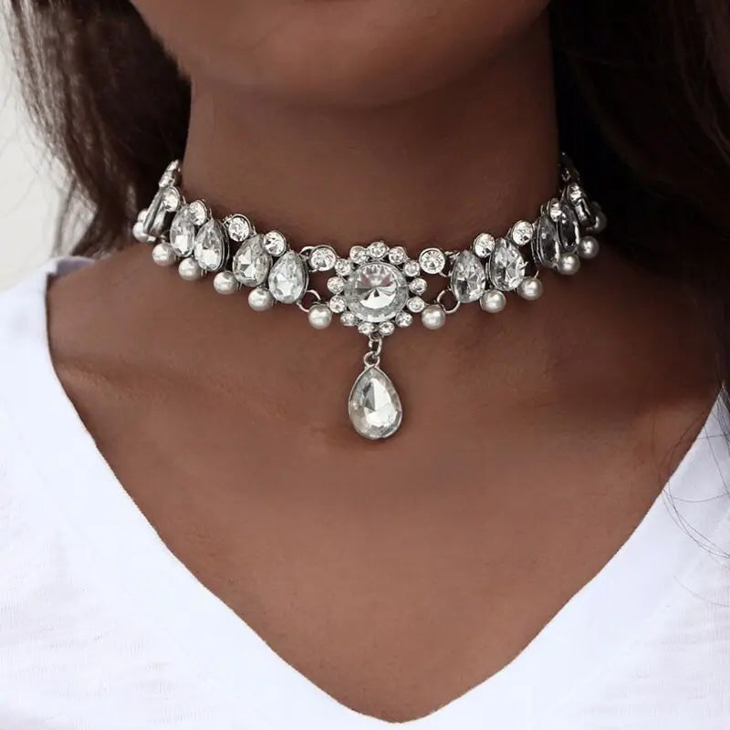 Crystal Rhinestone Statement Choker | Multilayer Collar Necklace