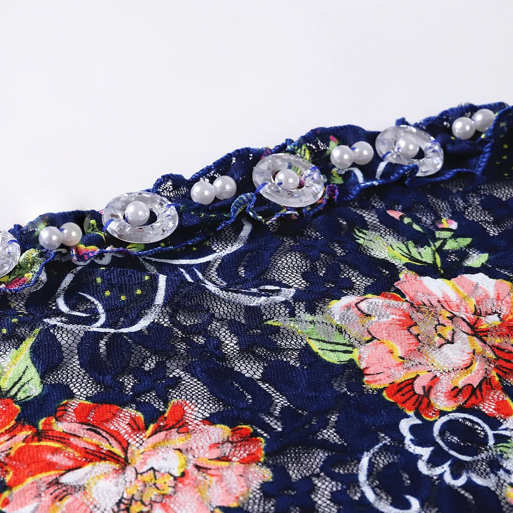 Floral Lace Hip Scarf | Rhinestone Belly Dance Wrap