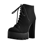 Platform Ankle Boots | Lace-Up Flock | 3" Platform