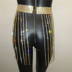 Crystal Tassel Body Chain Skirt - Waist Chain Belt