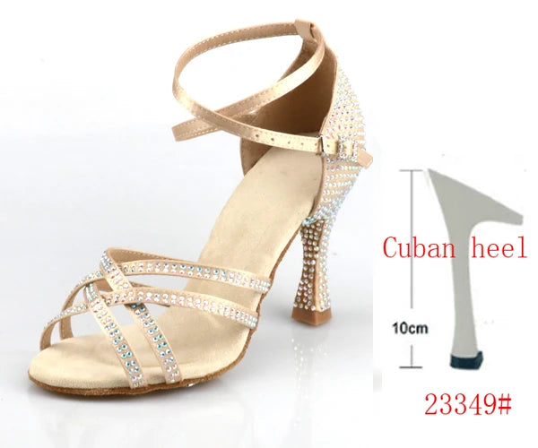 Latin Dance Heels | Rhinestone Sandal | Multi-Heel