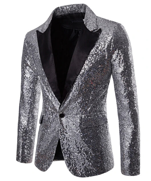 Men's Flip Sequin Blazer | Notched Lapel | Stage & Dance | 6 Colors