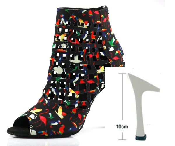 Laser Mesh Tricolor Latin Dance Ankle Boot | Glitter Mesh | 6–10cm Heel