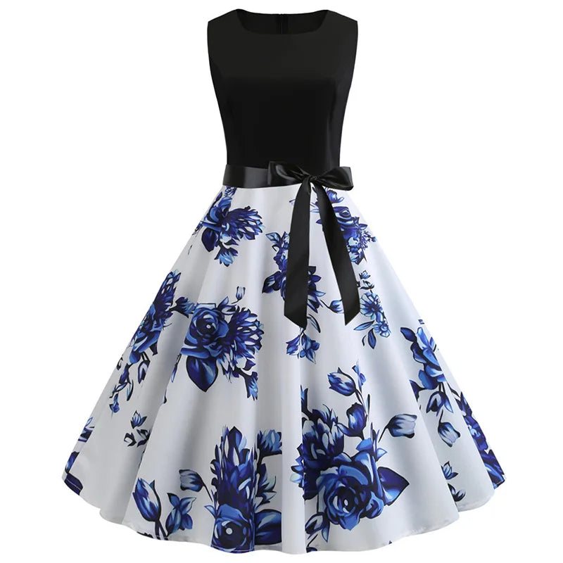 Polka Dot Vintage Swing Dress | 1950s A-Line | Sleeveless