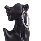 Rhinestone Hoop Earrings | 8.5cm | Crystal Bead Winding