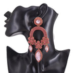 Oversized Crystal Drop Earrings | Rhinestone Pendant | Stage Jewelry