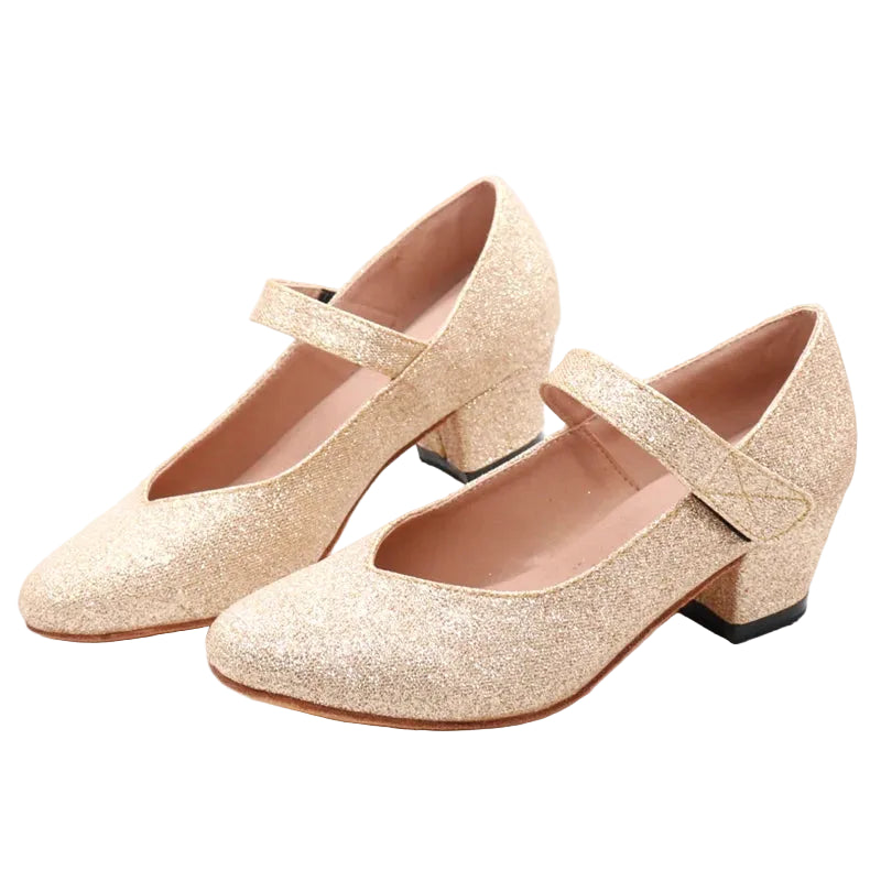 Latin Dance Shoes | Sequin Mary Jane | Block Heel