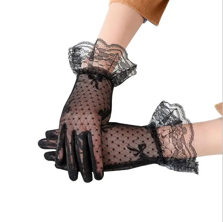 Sheer Lace Wrist Gloves | Floral | 2 Lengths | 10+ Colors