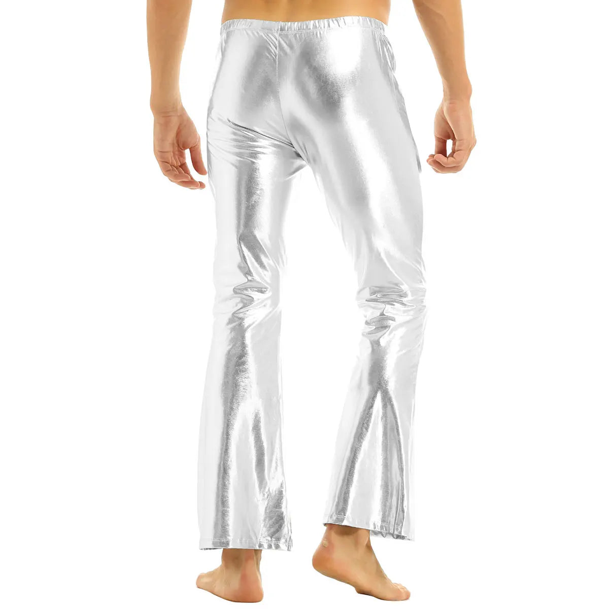 Men's Metallic Bell Bottom Pants | Glossy Flare | Disco