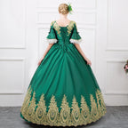 Rococo Ball Gown | Gold Embroidered Satin