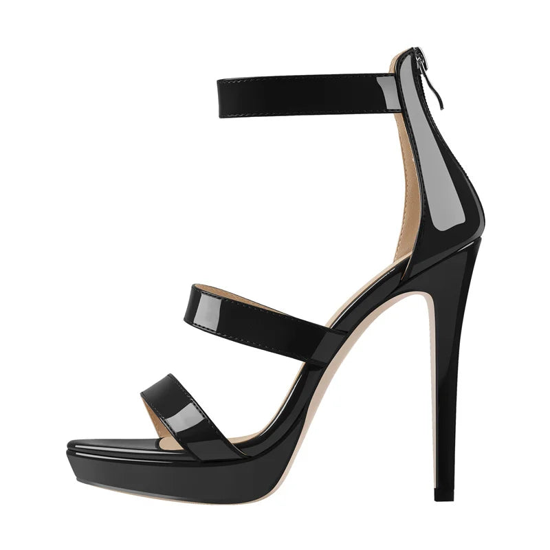 Patent Leather Platform Sandals | Pointed Toe | 13cm Stiletto