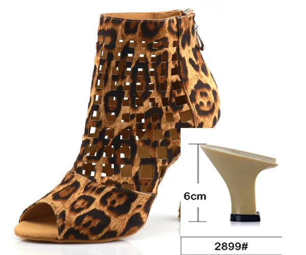 Laser Mesh Tricolor Latin Dance Ankle Boot | Glitter Mesh | 6–10cm Heel