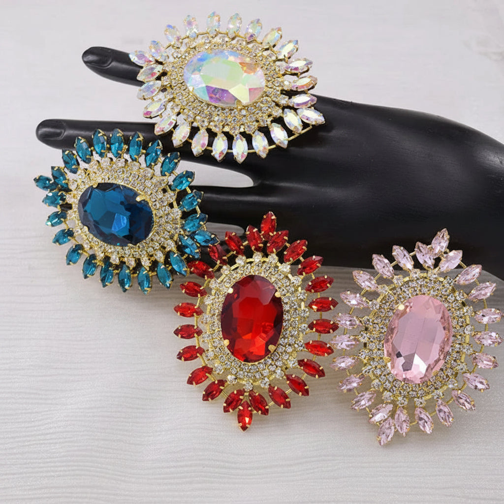 Oversized Oval Rhinestone Ring | Adjustable | 5 Colors