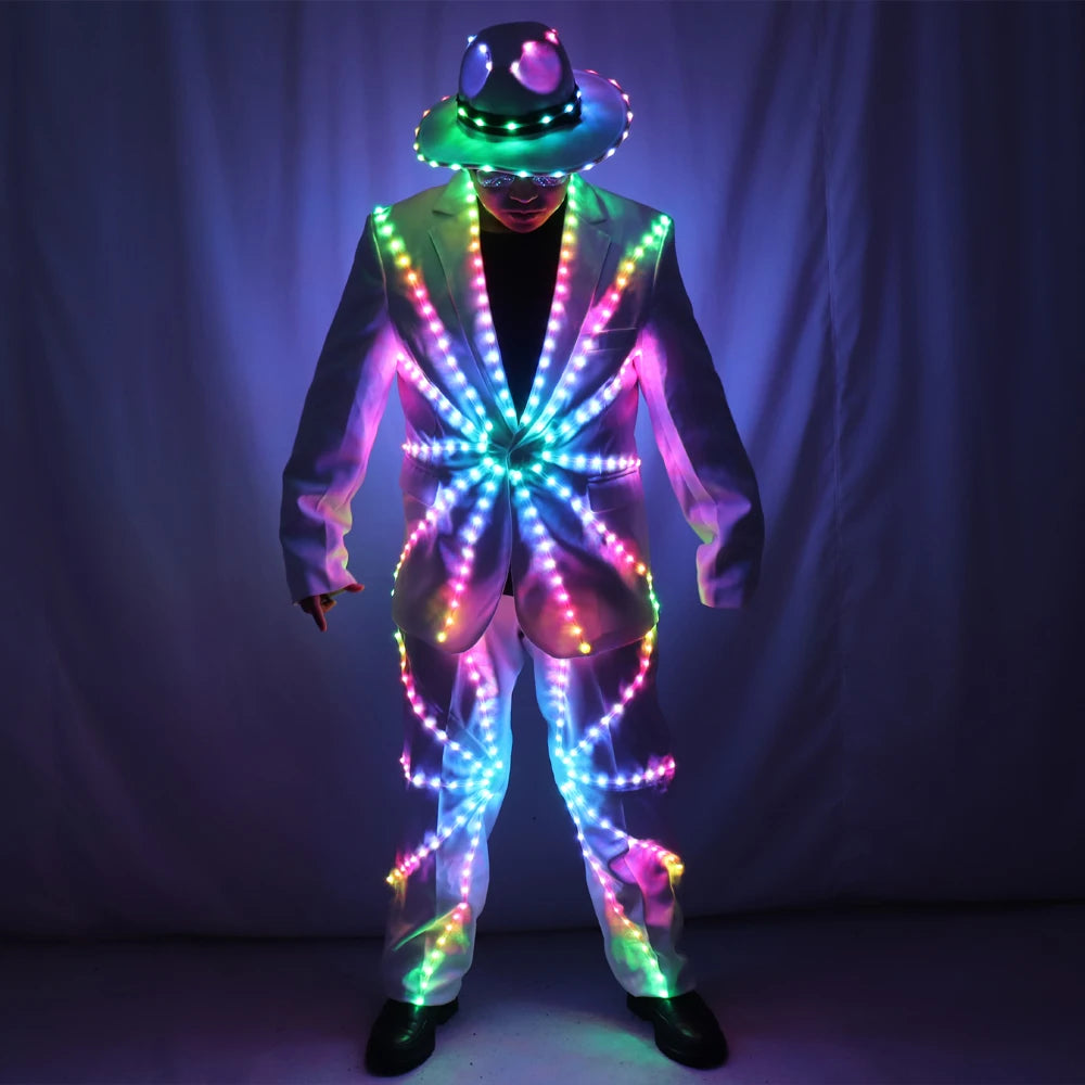 Men's Full-Colour RGB LED Suit | DJ & Stage Performer Costume | Black & White