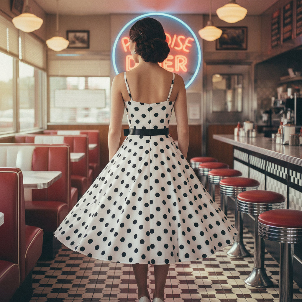 Polka Dot Swing Dress | 1950s Spaghetti Strap | 8 Colors