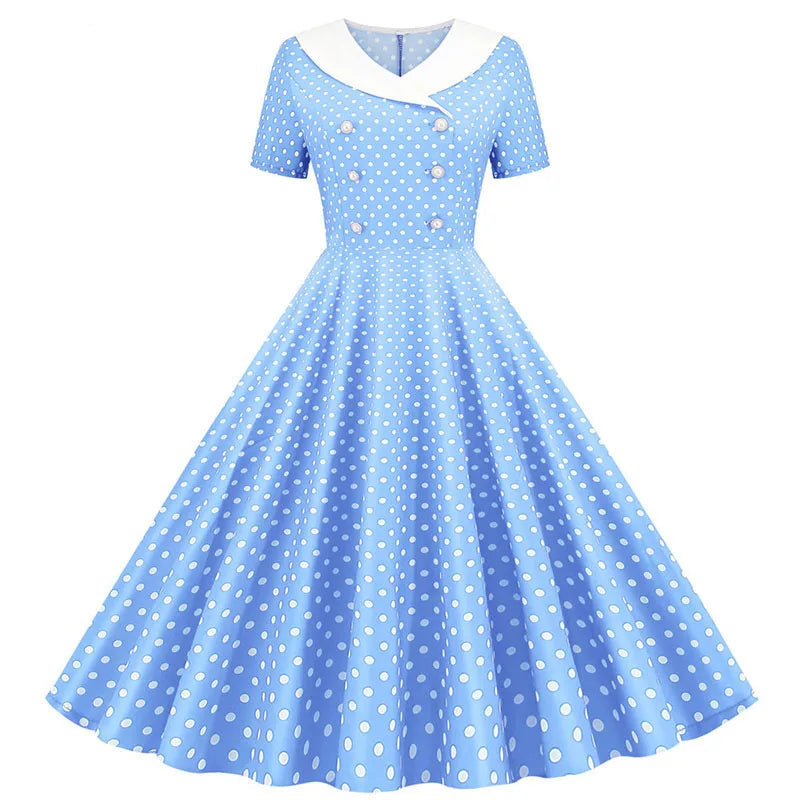 Vintage 50s A-Line Dress | Peter Pan Collar | Short Sleeve