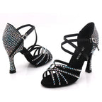 Rhinestone Latin Dance Heels | Satin | Multi-Height