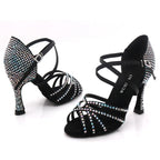 Rhinestone Latin Dance Heels | Satin | Multi-Heel