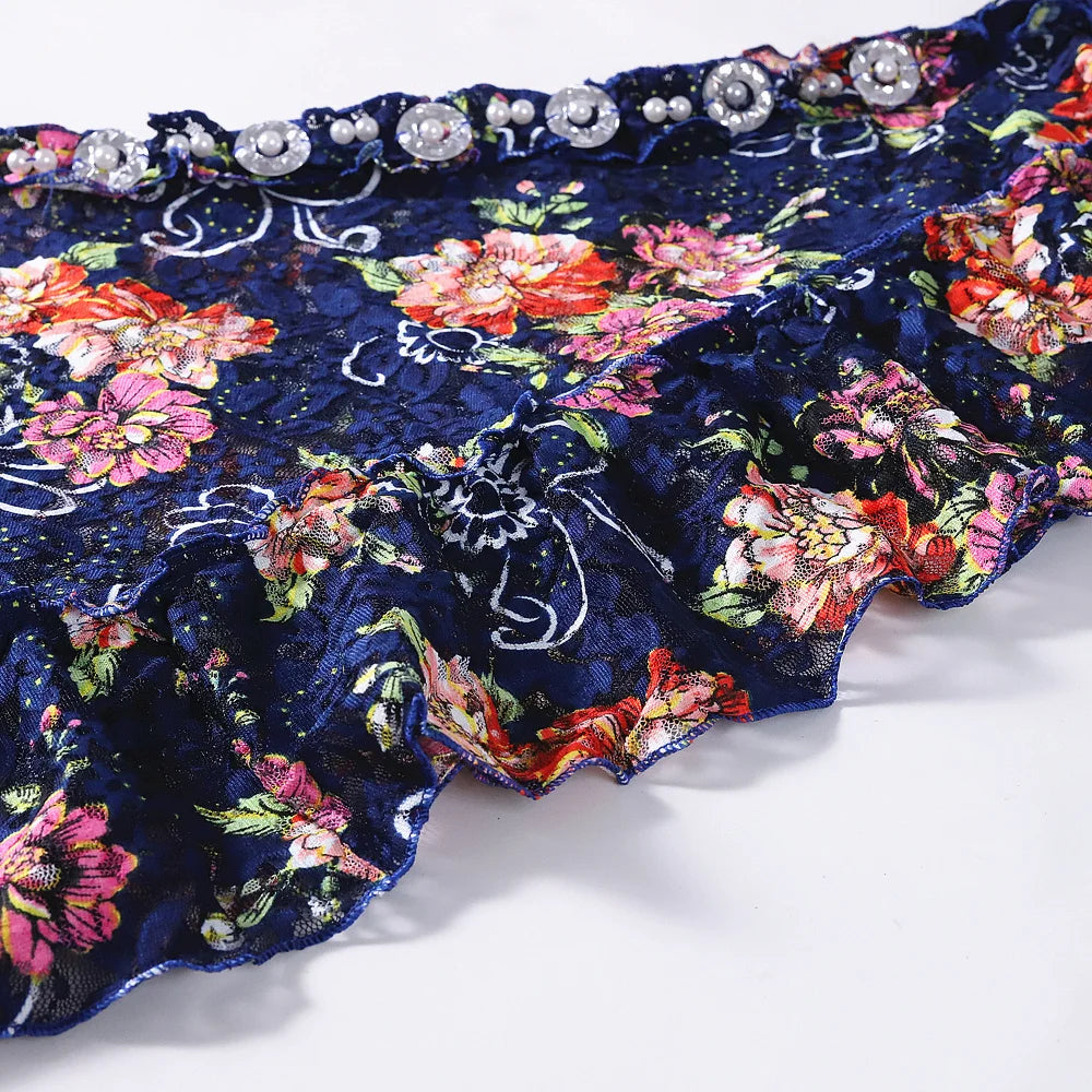 Floral Lace Hip Scarf | Rhinestone Belly Dance Wrap