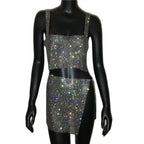 Rhinestone Crystal Two-Piece Set with Waist Chain