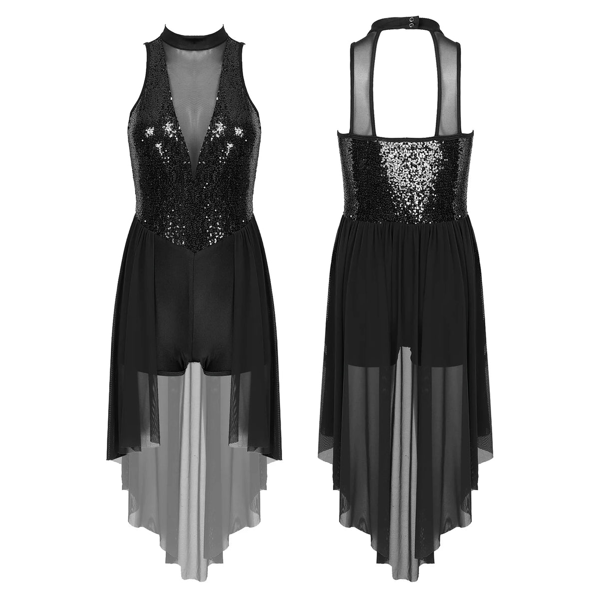 Sequin Lyrical Dress | Mesh Skirt | Long Sleeve