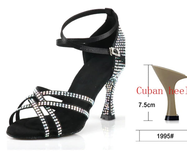 Latin Dance Heels | Rhinestone Sandal | Multi-Heel