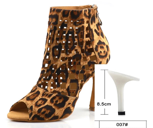 Laser Mesh Tricolor Latin Dance Ankle Boot | Glitter Mesh | 6–10cm Heel