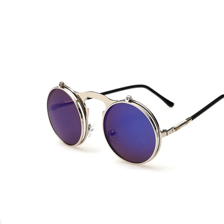 Steampunk Flip Sunglasses | Round Metal Frame | Unisex