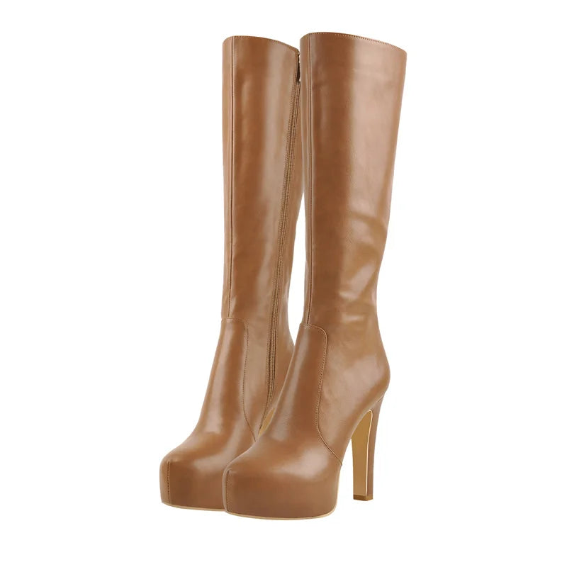 Platform Knee-High Boots — High Heel Zipper Boots for Performers