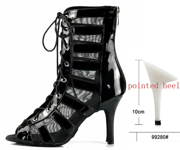 Women's Mesh Dance Boots | Latin & Salsa | Multi-Heel