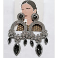 Oversized Crystal Drop Earrings | Rhinestone Pendant | Stage Jewelry