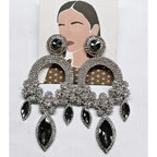 Oversized Crystal Drop Earrings | Rhinestone Pendant | Stage Jewelry