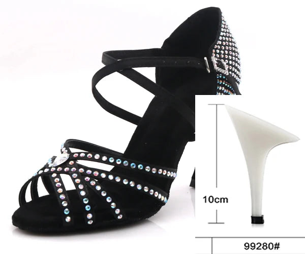 Rhinestone Latin Dance Heels | Satin | Multi-Heel