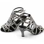 Rhinestone Cage Latin Dance Sandals | Cuban & Pointed Heel | 6–10cm