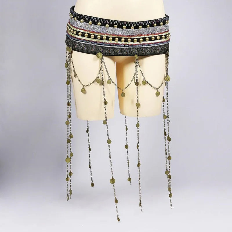 Tribal Belly Dance Costume | Beaded Bra & Belt Set | 2-Piece