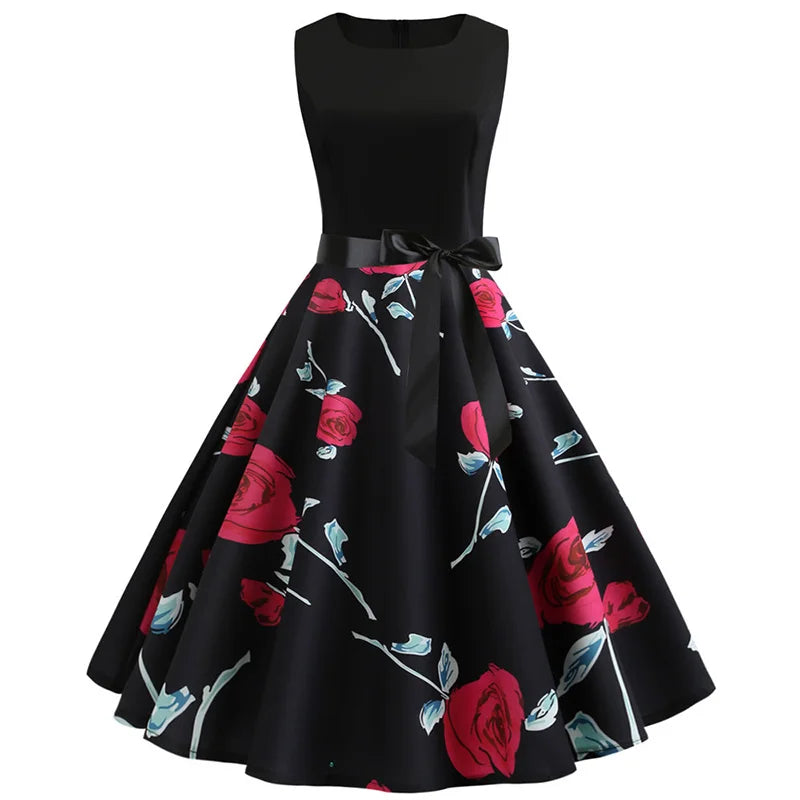 Polka Dot Vintage Swing Dress | 1950s A-Line | Sleeveless