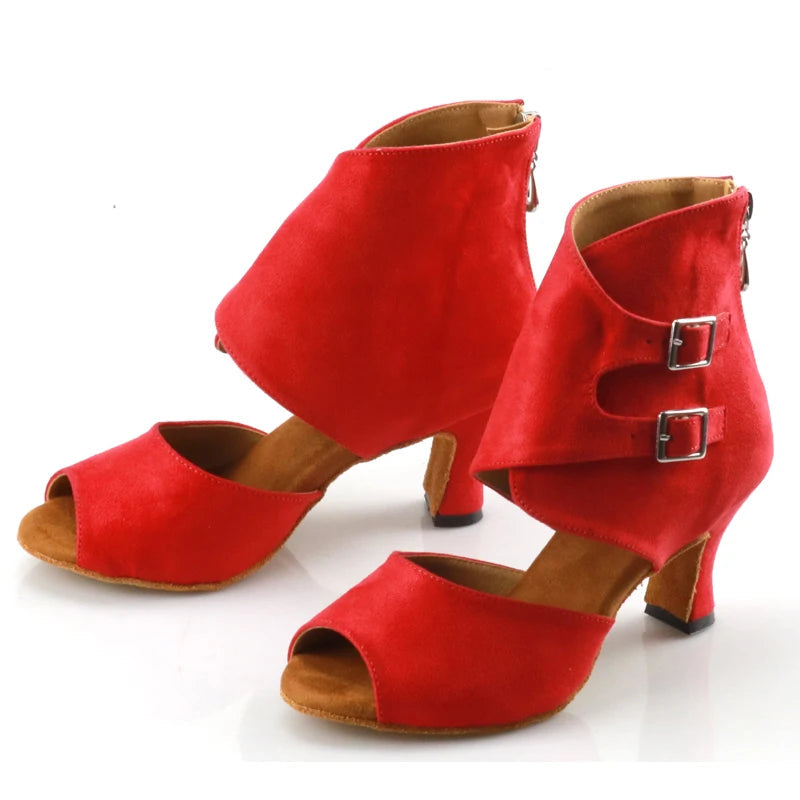 Latin Ballroom Dance Shoes | Suede Sole | Multiple Heel Heights