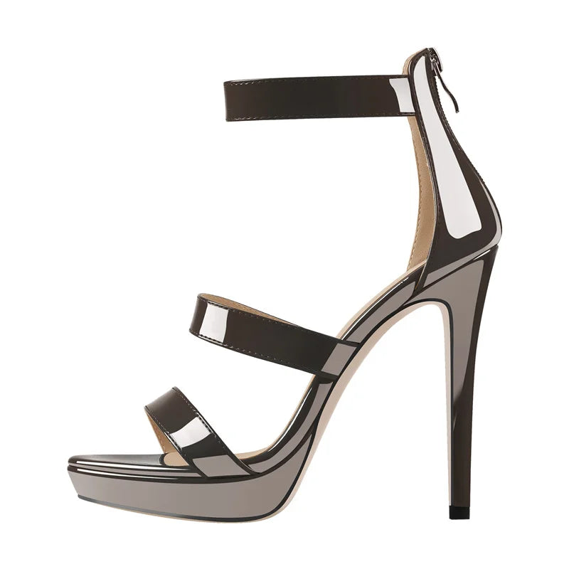 Patent Leather Platform Sandals | Pointed Toe | 13cm Stiletto