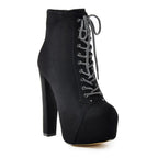 Platform Lace-Up Ankle Boots — Extreme Heel Faux Fur Lined