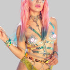 Holographic Body Harness Garter - Laser Faux Leather Performance Harness