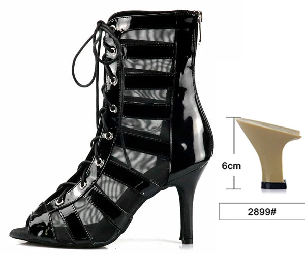 Women's Mesh Dance Boots | Latin & Salsa | Multi-Heel