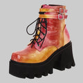 Colorful Platform Ankle Boots - Chunky Heel Street Style