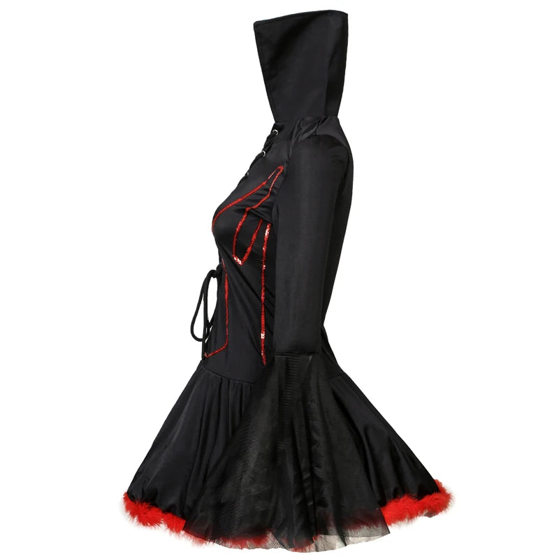 Devil Costume Set | Hooded Tutu Dress with Horns & Cane