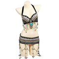 Tribal Belly Dance Costume | Beaded Bra & Belt Set | 2-Piece
