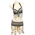 Tribal Belly Dance Costume | Beaded Bra & Belt Set | 2-Piece
