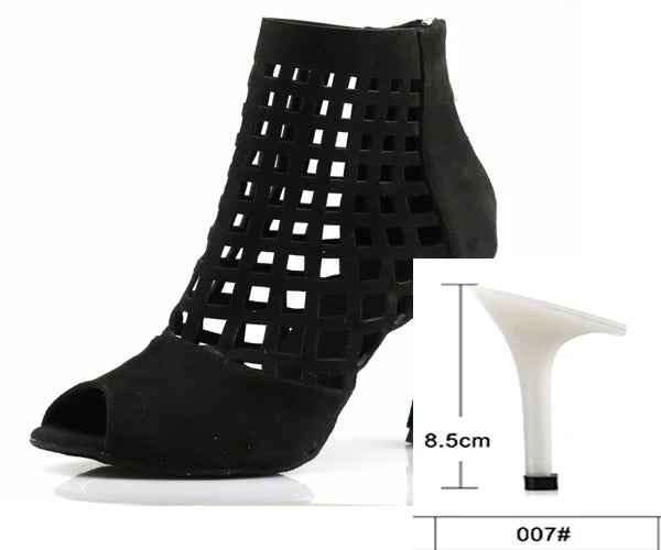 Laser Mesh Tricolor Latin Dance Ankle Boot | Glitter Mesh | 6–10cm Heel