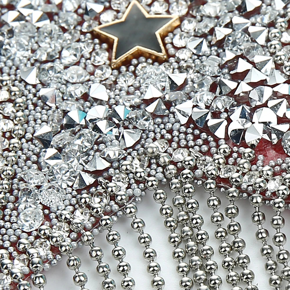 Star Nipple Pasties | Rhinestone Tassel | Black & Silver