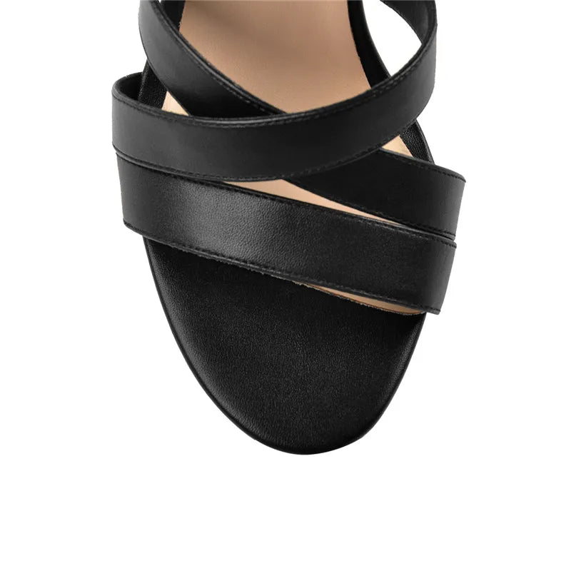 Peep Toe Cross-Strap Stiletto Sandals — 12cm High Heel